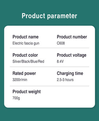Blanco 1500mAh Pistola de masaje de fascial profesional Pistola de masaje ecológica y acupresión