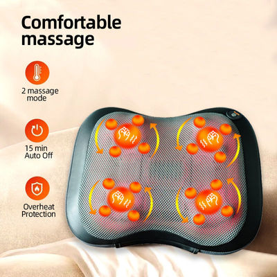 12V Capacidad de batería almohada de masaje para aliviar el dolor de espalda baja Gran zona de masaje