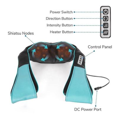 Masaje de almohada de rodillas de tejido profundo de cuerpo completo eléctrico de 25W Shiatsu espalda hombro y cuello masajeador con calor