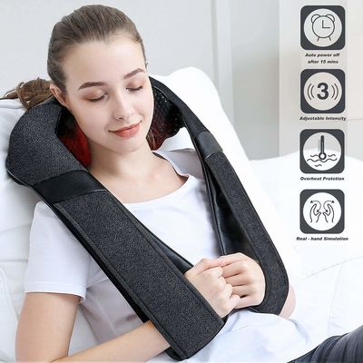 Diseño moderno profesional Dc 12v Pu cuero Smart hombro cuello masajista control de tiempo