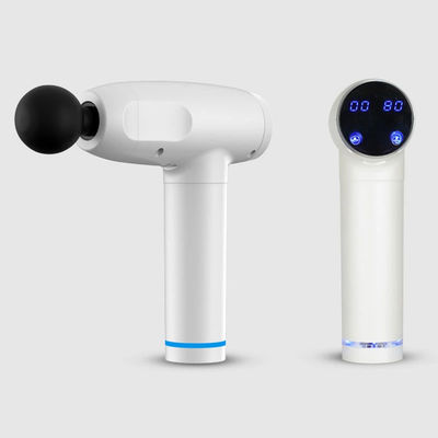 Mini pistola de masaje muscular con 6 cabezas de masaje y función de control de tiempo