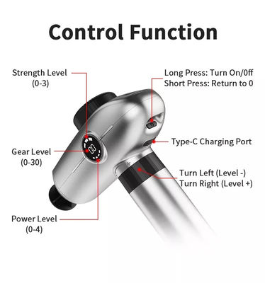 Masajista de pantalla LCD Vibración 30 velocidad Mini pistola de masaje para relajación de todo el cuerpo