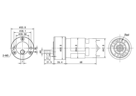 Motor de cepillado de corriente continua de 12 V de gran par 75 dB 42 mm con eficiencia y dirección de rotación IE 1