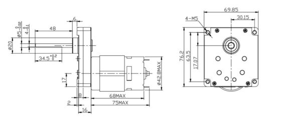 Plata 42 mm de torque alto motor de engranaje de carga cuadrada 12V 24V 21.1W motor de engranaje de corriente continua cepillado