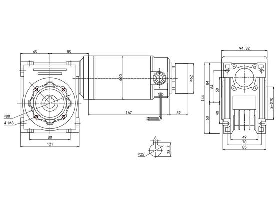 Motor de engranaje de gusano cepillado eléctrico de 90 mm de alto par para electrodomésticos 3000 rpm