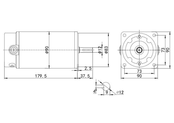 Motor de corriente continua profesional de 12 V 24 V con cepillado 3000 rpm 90 mm 65 dB para aplicaciones de alta velocidad