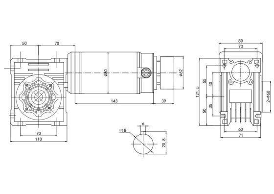 80mm 250W/300W Torque alto Worm Gear Motor eléctrico de corriente continua 12V 24V para la máquina de ángulo recto