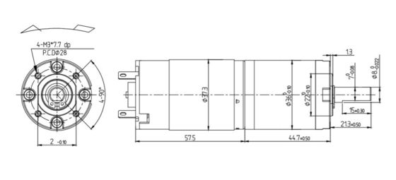 12V/24V 42mm 32W/40W Equipo de engranaje planetario de eje largo Motor eléctrico DC