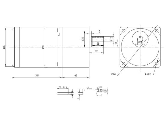 Velocidad ajustable 60mm 24v 5w Motor de corriente continua cepillado fácil de operar YLP 80BL-154-3