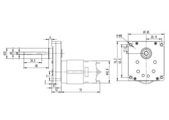 Motor de engranajes de 42 mm 12V 24V Motor de engranajes de espolón cuadrado Motor de corriente continua cepillado con par alto