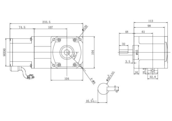 24V 48V 90mm engranaje de ángulo derecho motor eléctrico de caminadora de corriente continua con 11A