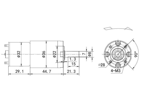 Alto par de 0.03-2.N.m 36mm motor de cinta de correr de corriente continua con bajo ruido y color negro 12V 24V
