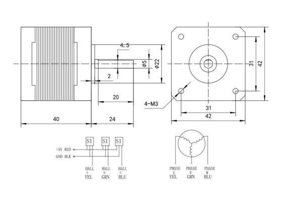 Motor sin escobillas de 24 V 40 W Máquina profesional de 3000 rpm Motor eléctrico de caminadora de corriente continua