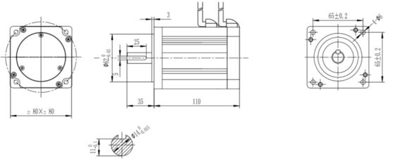 Motor de caminadora de corriente continua sin escobillas de plata de 48V 220W para gimnasio YLP 80BL-154-3