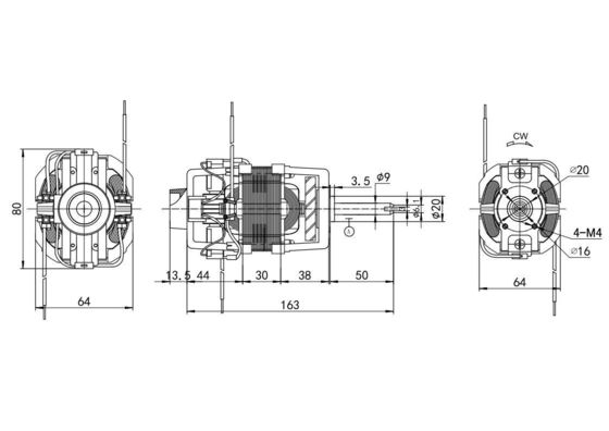 Máquina de caminadora profesional motor CA de 76 mm con eje personalizado 9000rpm 110v 220v