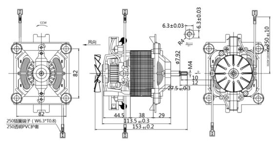 Motor asíncrono 88mm 110w 110v 10000rpm Motor eléctrico con rodamiento de bolas de alto par AC