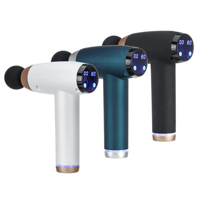 Arma de masaje eléctrico de tejido profundo con 6 cabezas 30 velocidades pantalla LCD y carga USB 1 kg