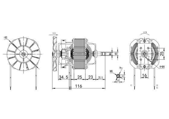 Alta velocidad 110-220VAC Motor de caminadora de CA de fase única con eje roscado a un precio asequible