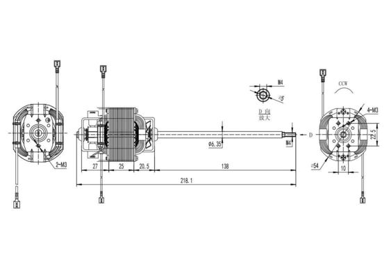 Motor eléctrico de corriente alterna de alta torsión 110v 220v 100w 200w 300w para la máquina de cinta de correr 10000 rpm