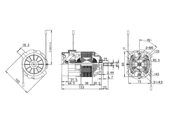 Motor universal de corriente alterna de 220w 230v Motor de cinta de correr de 93 mm con motor sincrónico no inductivo