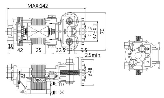 Torque alto 830 rpm 55mm Motor eléctrico de cinta de correr de CA para 220v/230v de fase única 50/60Hz