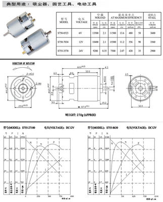 0.2KG motor de cepillado para motor de puerta automático 775 12V 24V 50W motor eléctrico micro DC
