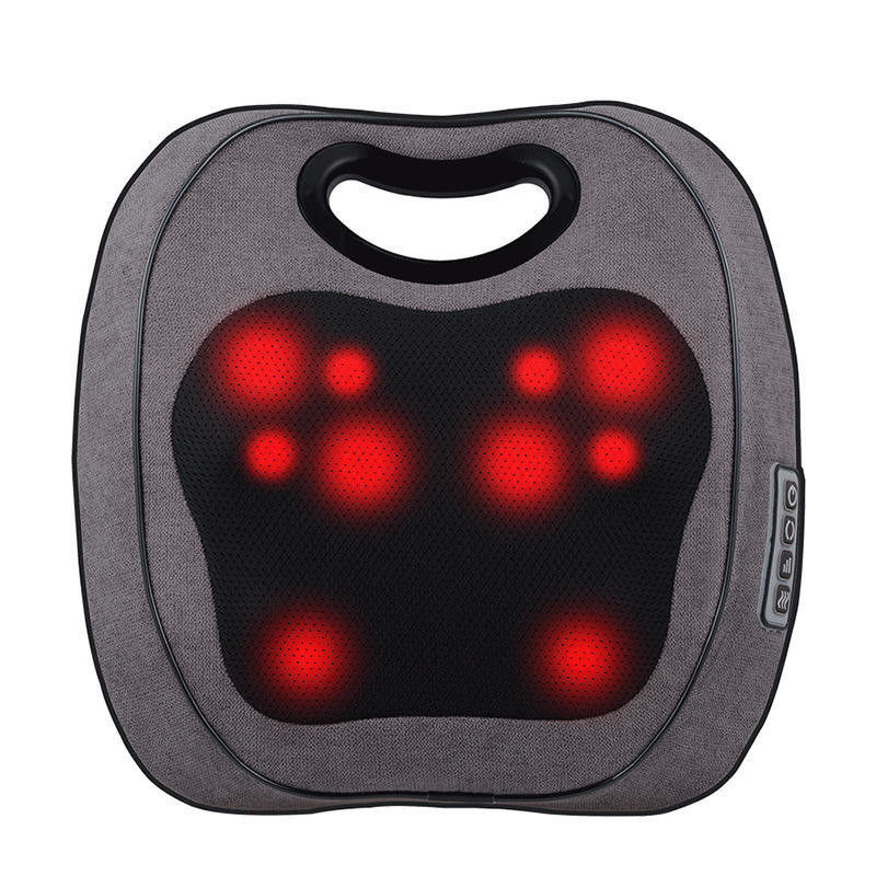 Electricidad Shiatsu Cuello hombro espalda almohada de masaje profundo con rodamiento de rodillado Calor 8W masajista